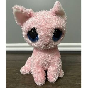 Bestever‎ Pink Curly Swirly Kitty Cat Plush 10" Big Eyes Stuffed Animal Toy